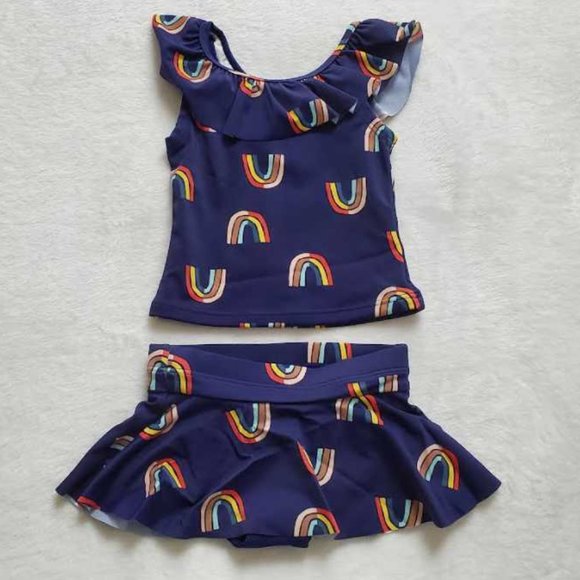 NWOT 18-24 months Hanna Andersson sunblock striped rainbow tankini bathing suit